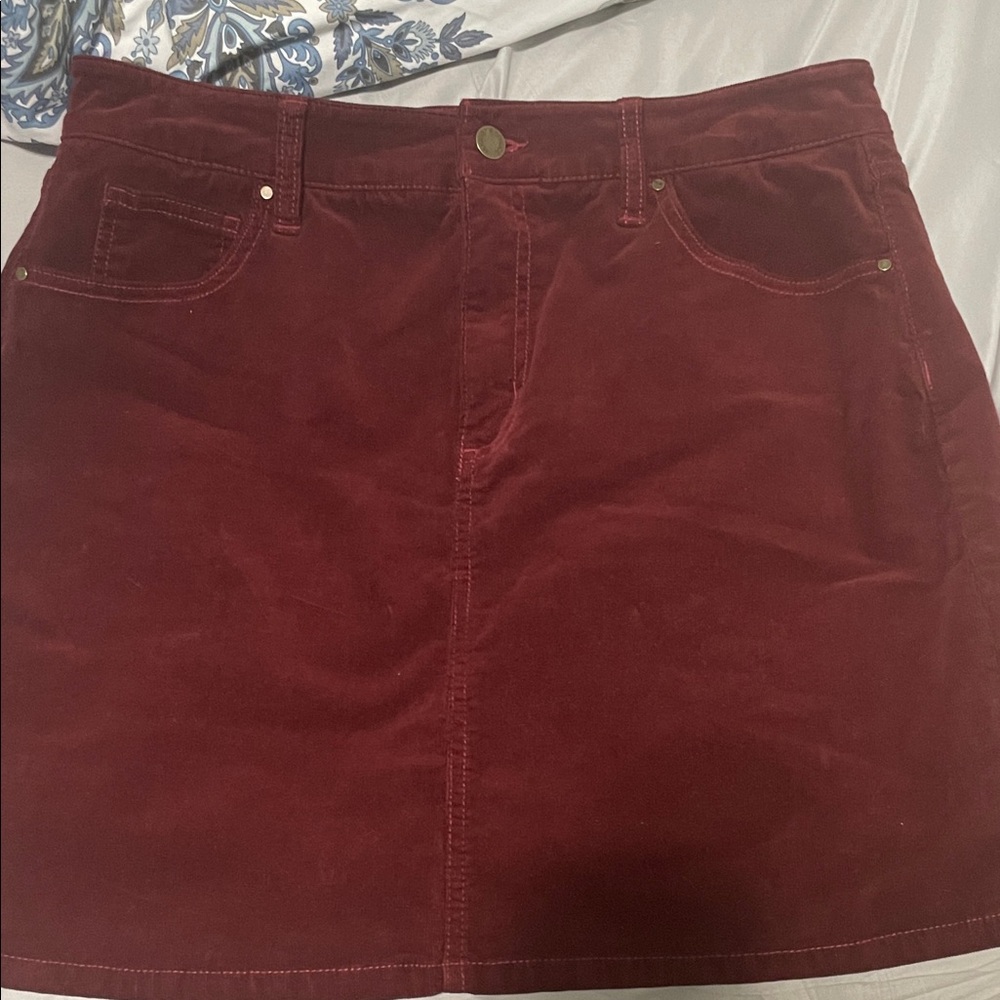 Market & Spruce Red A-line Mini Corduroy Skirt Casual